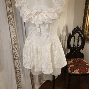 White Lace Peplum Top